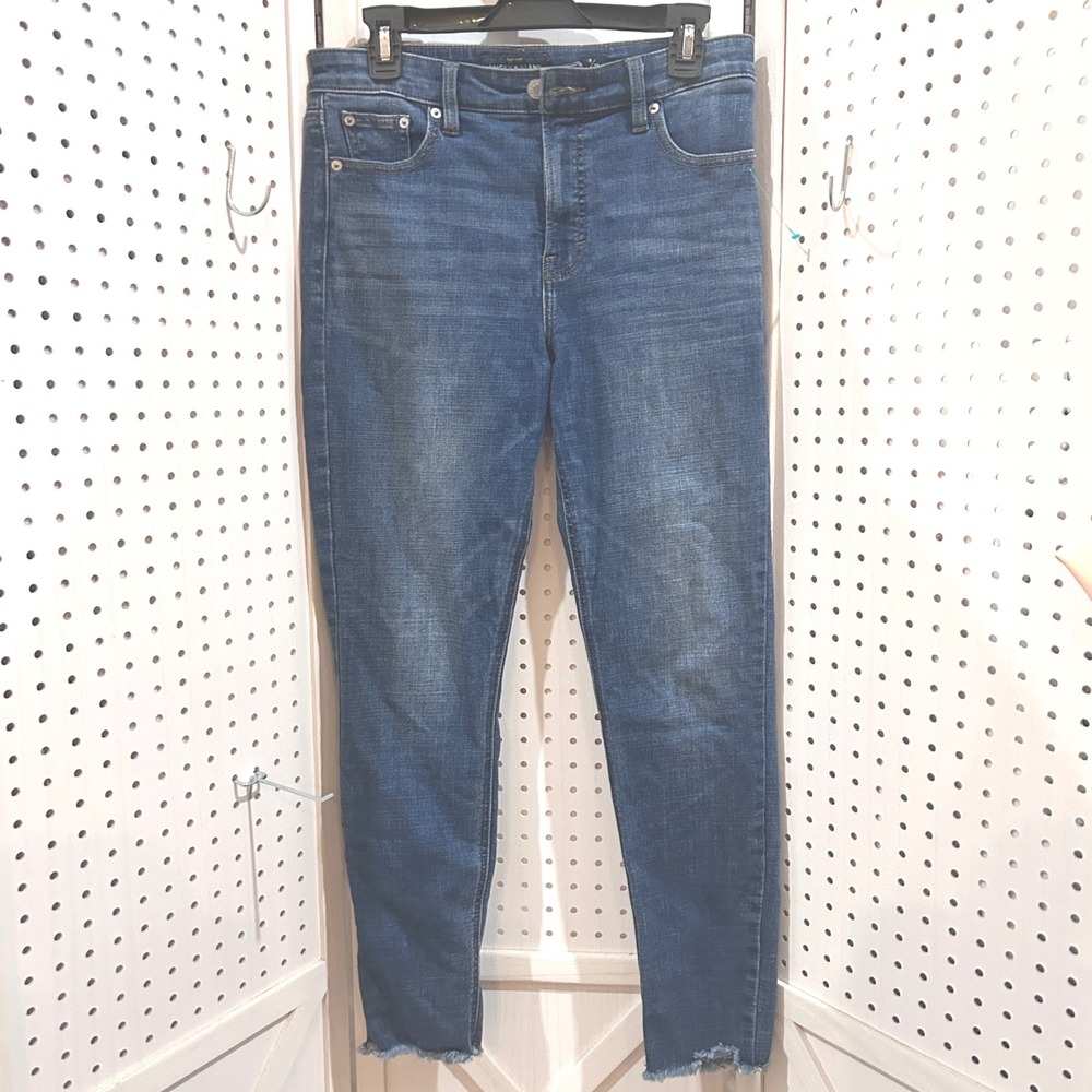 Lucky Brand Ankle Jeans Women's Size 8 29 High Rise Frayed Hem Blue‎ Denim